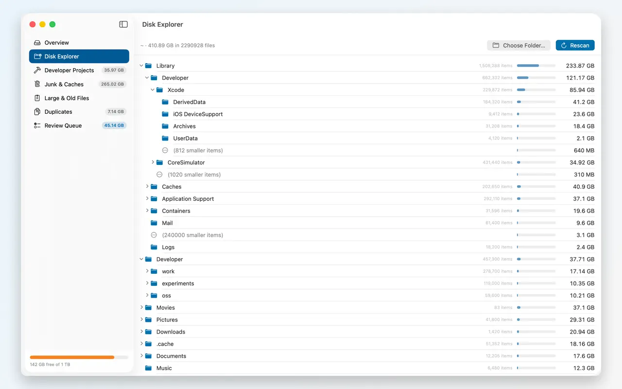 Spacemaker disk explorer