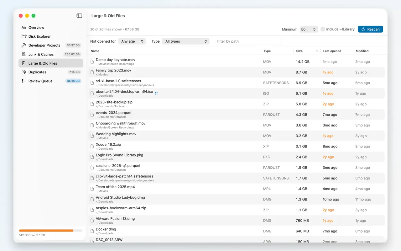 Spacemaker large files